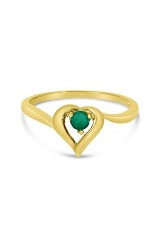 captivating round emerald gemstone yellow gold birthstone baby ring